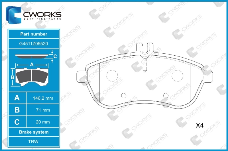 G4511Z05520 — Тормозные колодки передние CWORKS