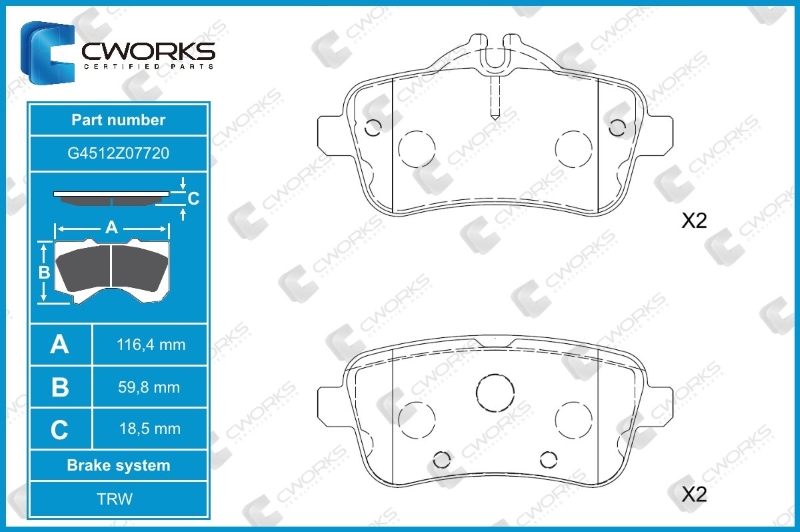 G4512Z07720 — Тормозные колодки задние CWORKS