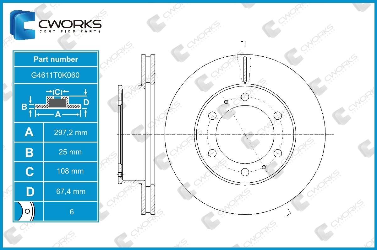 G4611T0K060 — Диск тормозной передний CWORKS