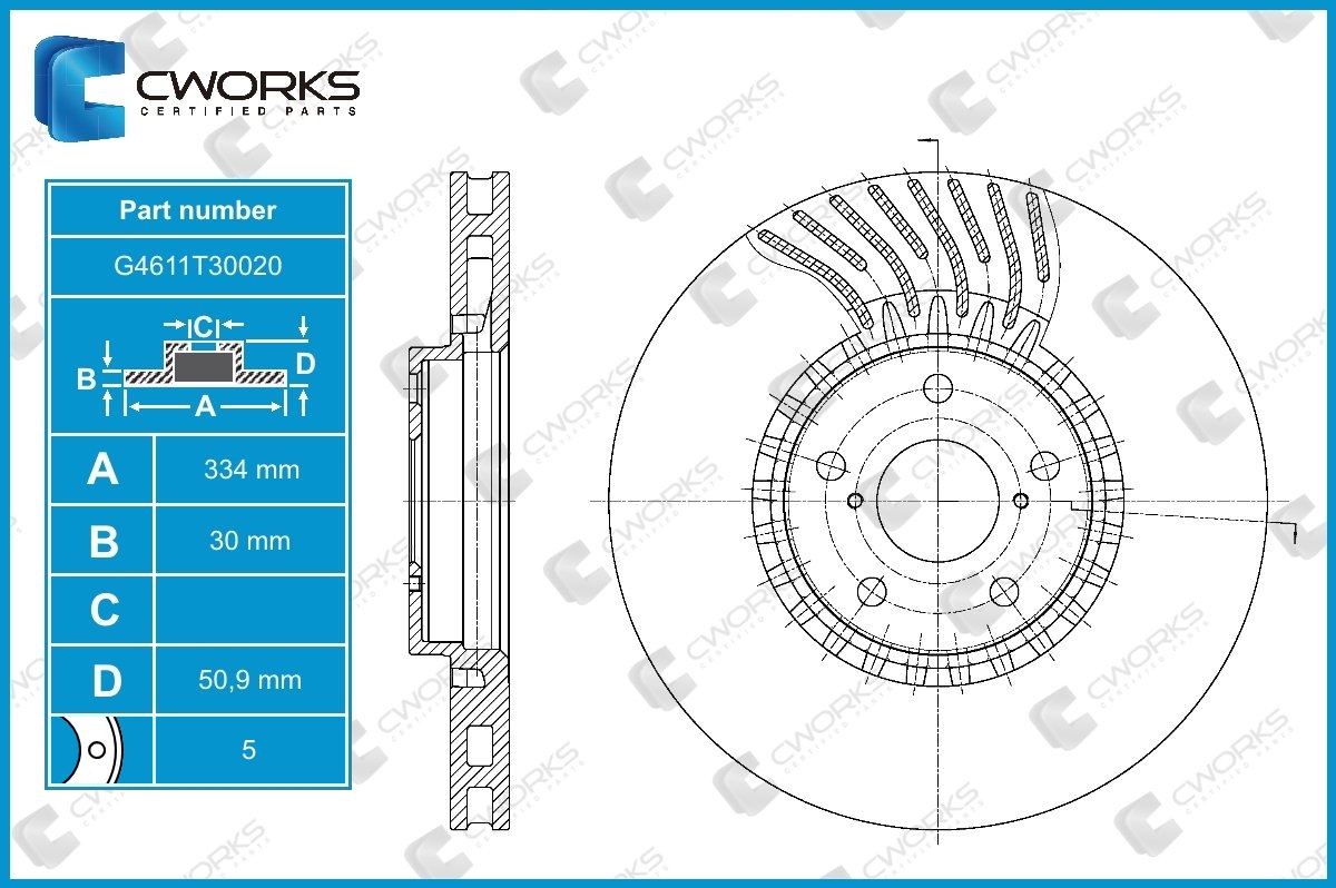 G4611T30020 — Диск тормозной передний CWORKS
