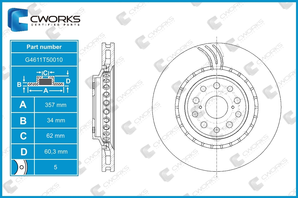 G4611T50010 — Диск тормозной передний CWORKS