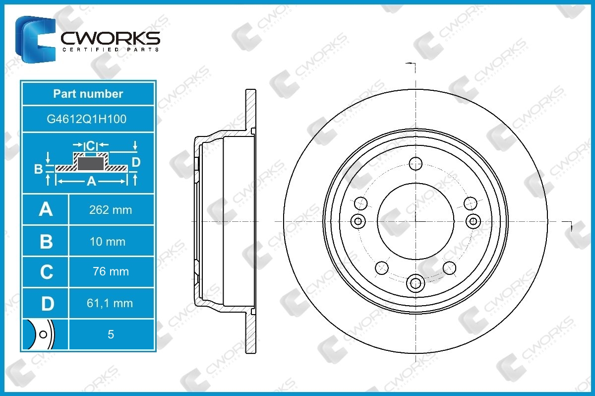 G4612Q1H100 — Диск тормозной задний CWORKS