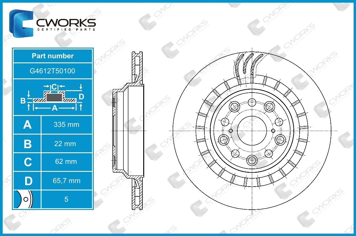 G4612T50100 — Диск тормозной задний CWORKS
