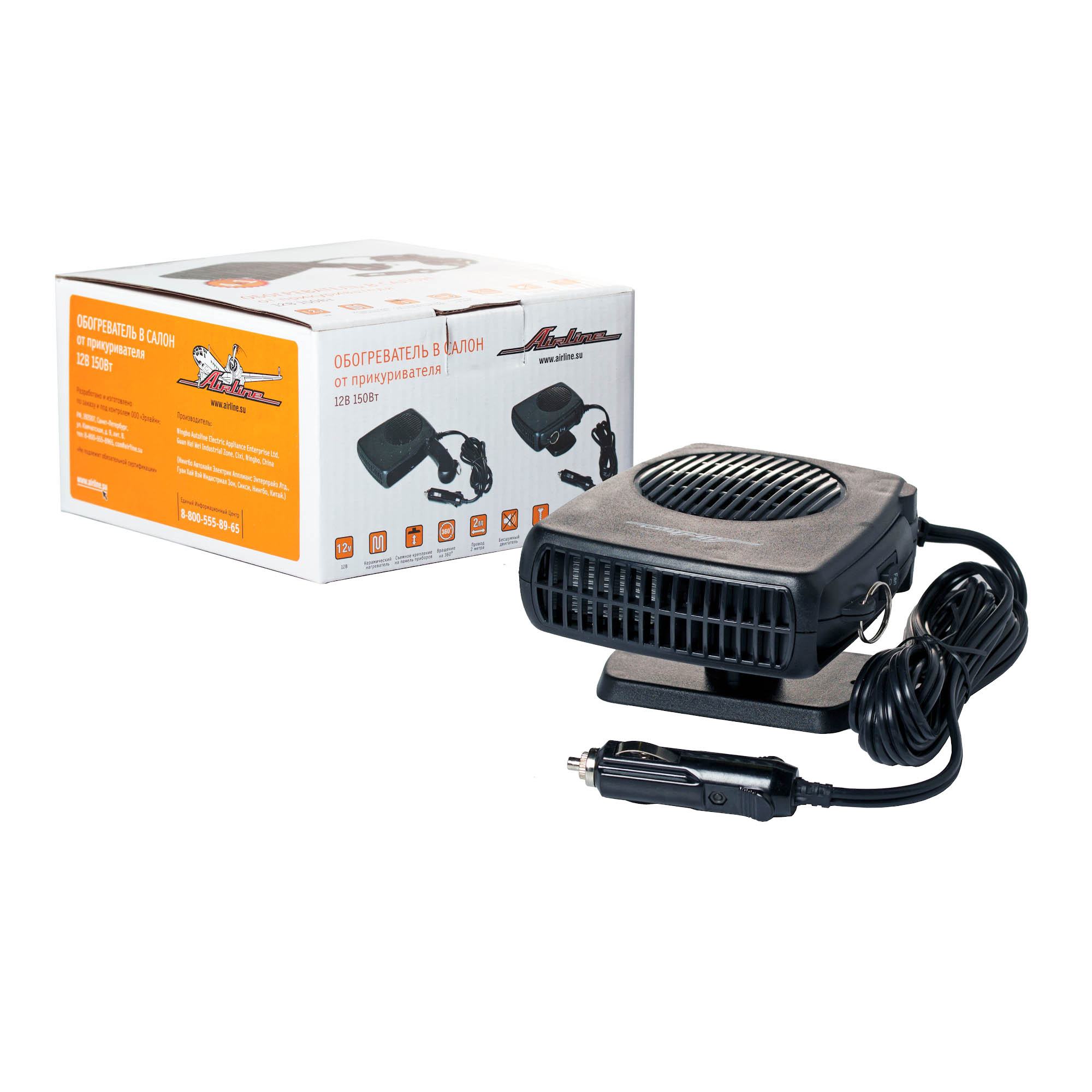 AAH1201 — Тепловентилятор автомобильный 12V в прикуриватель AIRLINE