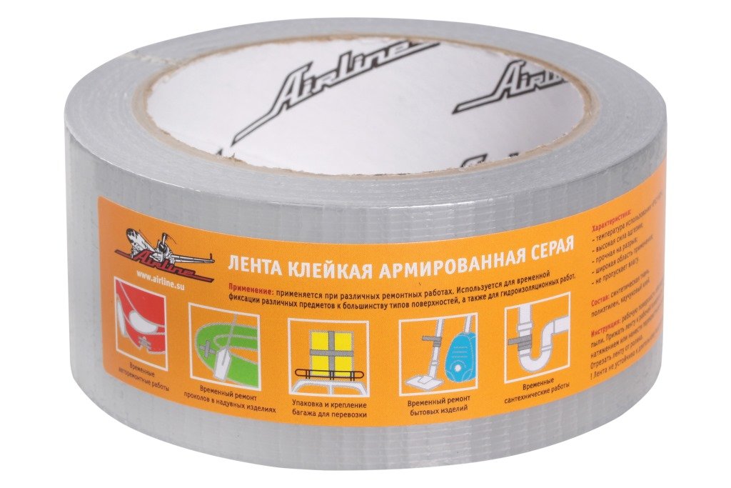 AATR02 — Лента клейкая армированная (скотч),   мм25 м, серая (AAT-R-02) AIRLINE