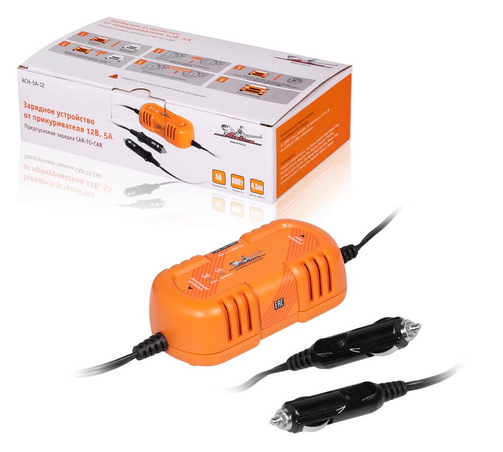ACH5A12 — Зарядное устройство от прикуривателя 12В, 5А (предпусковая зарядка CAR-TO-CAR) (ACH-5A-12) AIRLINE