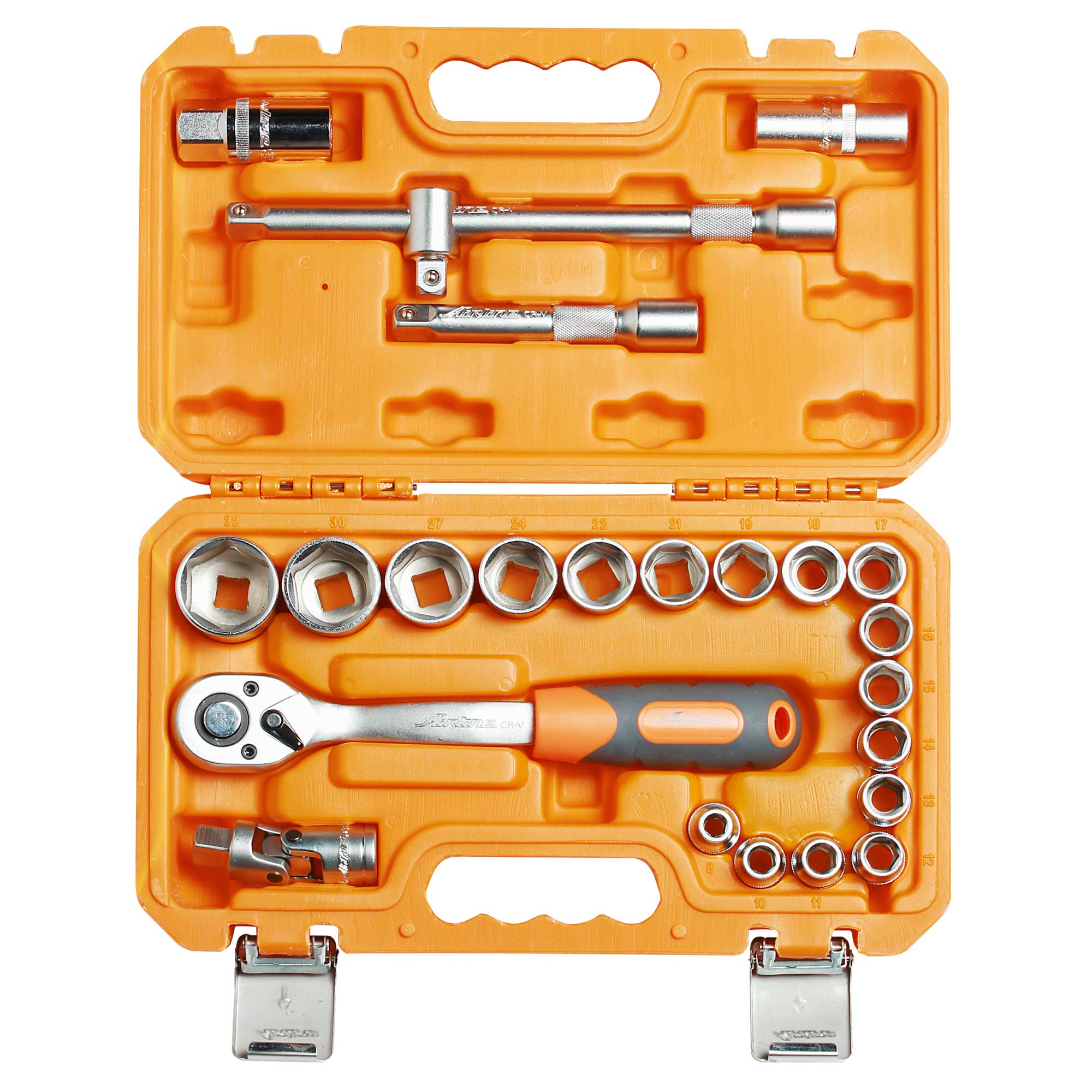 AT2402 — Набор головок и принадлежностей 1/2 24 предмета, пласт.кейс (AT-24-02) AIRLINE