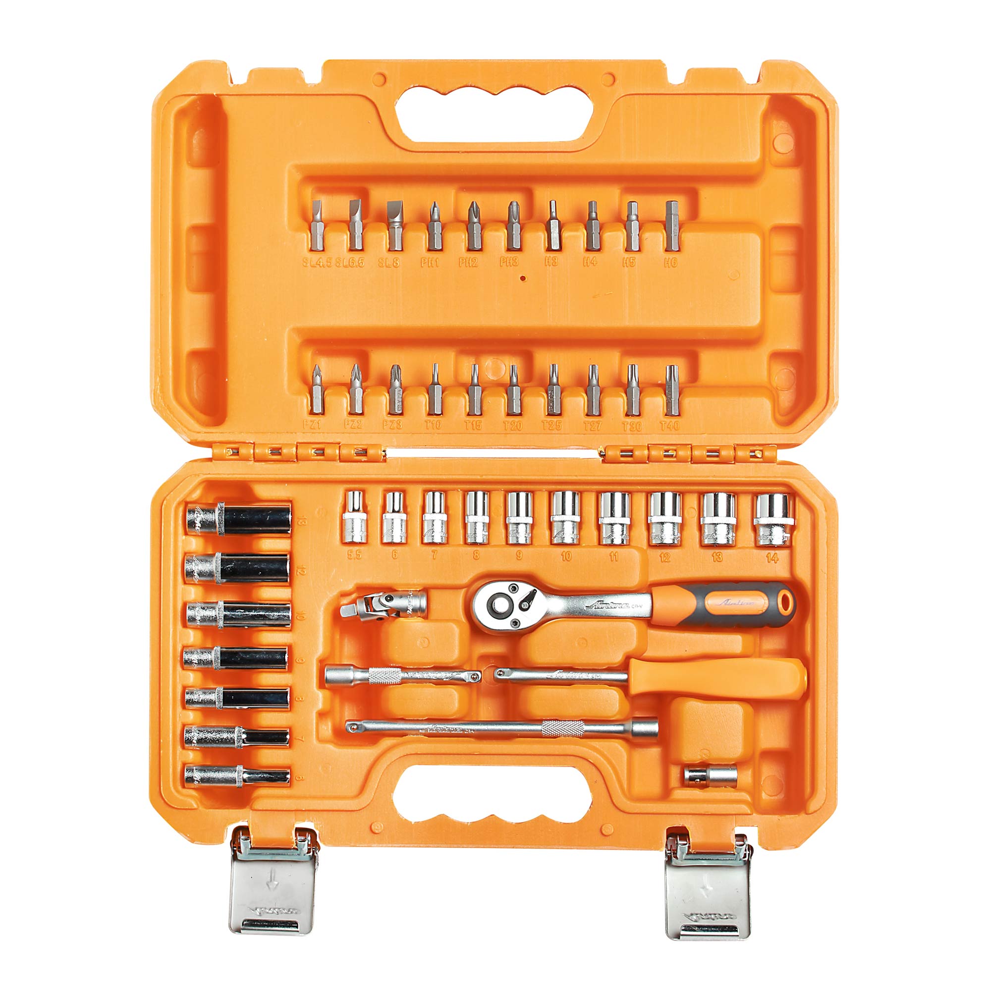 AT4301 — Набор головок и принадлежностей 1/4 43 предмета в пластиковом кейсе AIRLINE