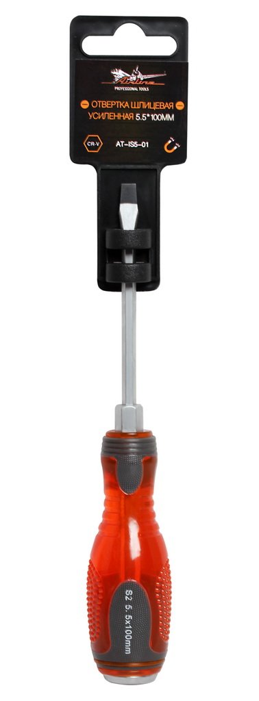 ATIS501 — Отвертка шлицевая усиленная под ключ магнитная SL5*1.0*100мм (AT-IS5-01) AIRLINE