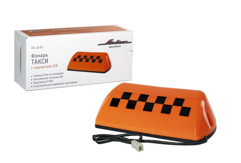 ATL1201 — Знак Такси Знак ТАКСИ с подсветкой 12В (шашка) (ATL-12-01) AIRLINE