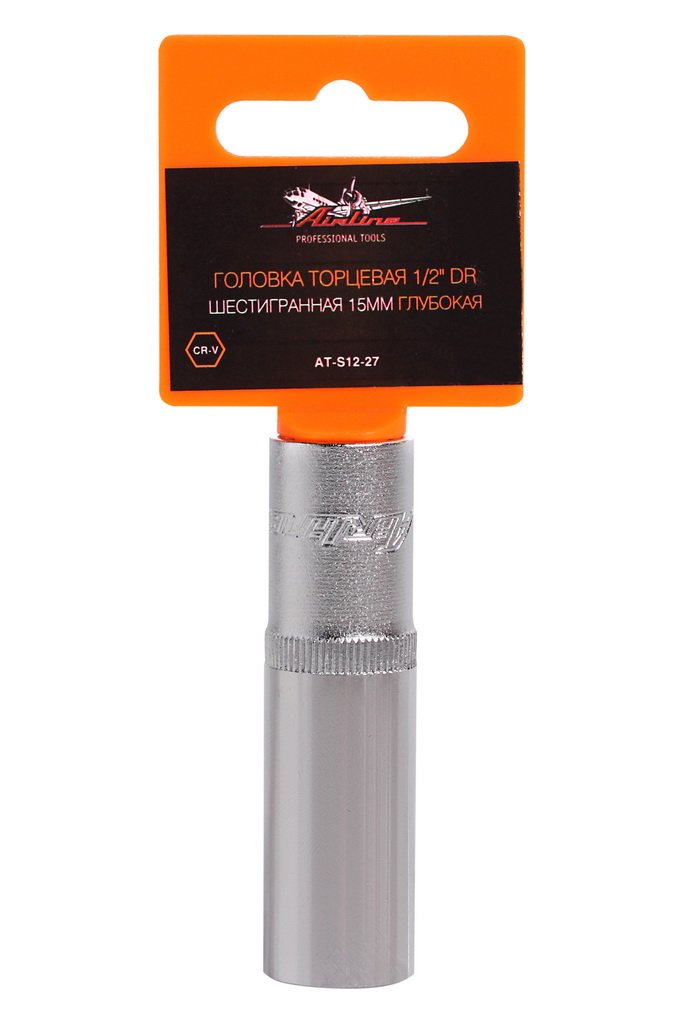 ATS1227 — Головка торцевая 1/2 DR шестигранная 15мм глубокая пласт. подвес (AT-S12-27) AIRLINE