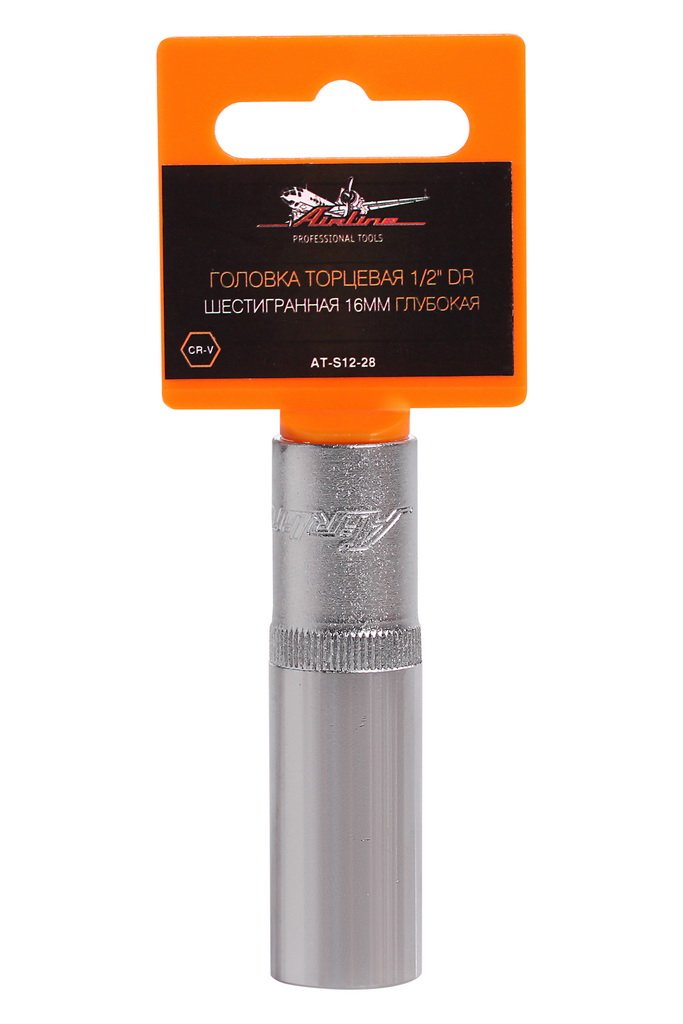 ATS1228 — Головка торцевая 1/2 DR шестигранная 16мм глубокая пласт. подвес (AT-S12-28) AIRLINE