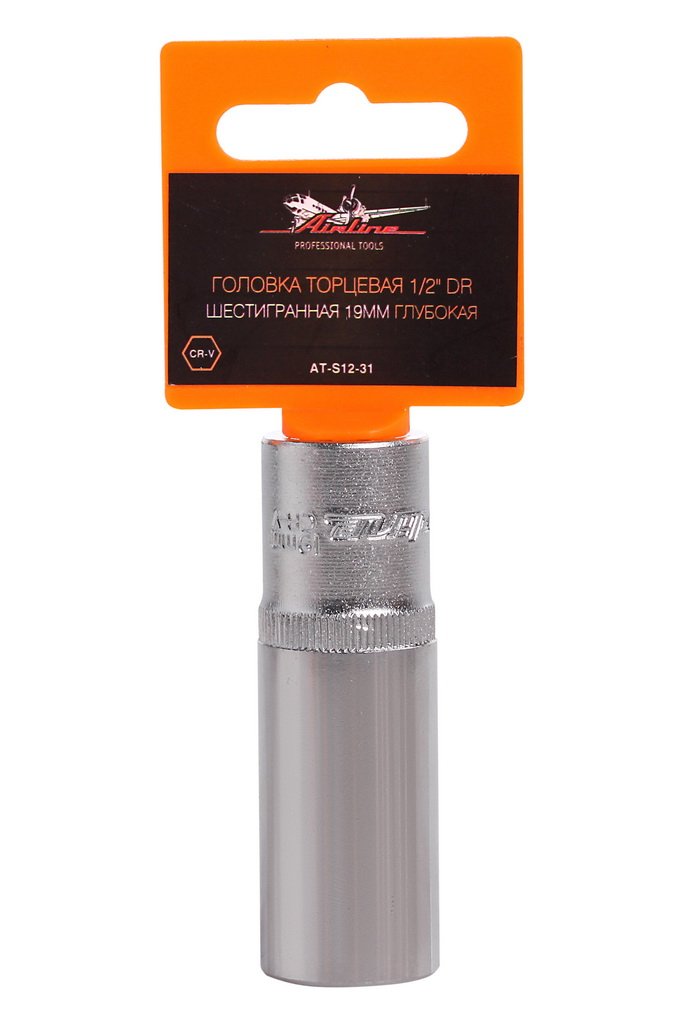 ATS1231 — Головка торцевая 1/2 DR шестигранная 19мм глубокая пласт. подвес (AT-S12-31) AIRLINE