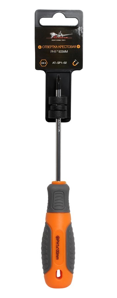 ATSP102 — Отвертка крестовая с эргономичной рукояткой магнитная PH1*100мм (AT-SP1-02) AIRLINE