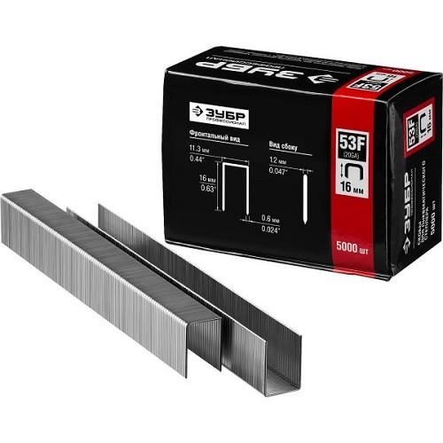 3195016 — Зубр 16 мм скобы для степлера плоские тип 53F  5000 шт ЗУБР