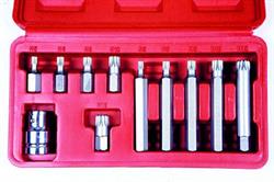 66770 — Набор бит SPLINE, 11 пр, 30 мм M5, M6, M8, M10, M12, 75 мм M5, M6, M8, M10, M12, в пласт. боксе VOREL