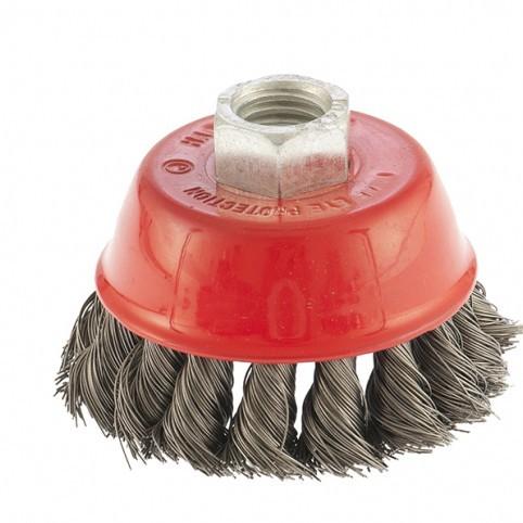 74614 — Щетка для УШМ, 75 мм, М14, Чашка, крученая проволока 0,35 мм MATRIX