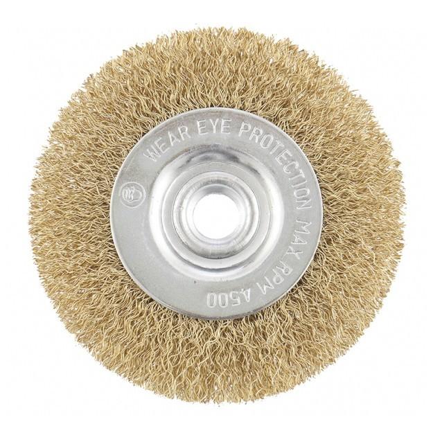 74650 — Щетка для УШМ, 100 мм, М14, плоская, латунированная витая проволока MATRIX