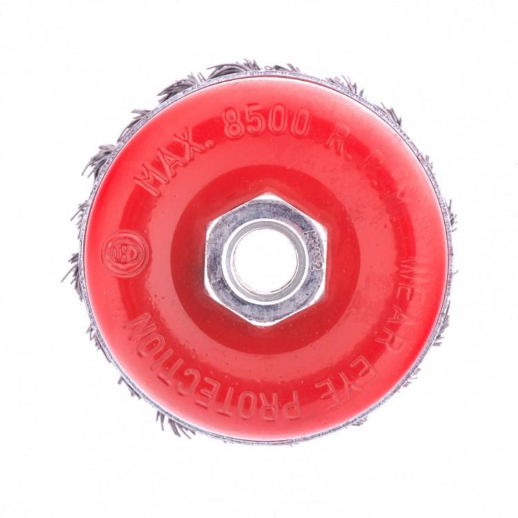 74670 — Щетка для УШМ Heavy Duty, 80 мм, М14, Чашка, крученая проволока 0,5 мм MATRIX