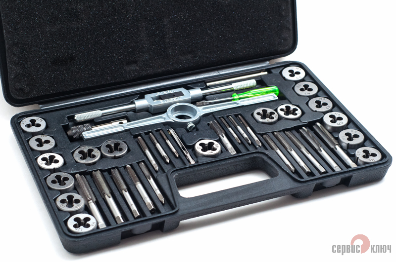 77570 — Набор метчиков и плашек (40 предметов) сервис ключ (PROFFI) СЕРВИС КЛЮЧ
