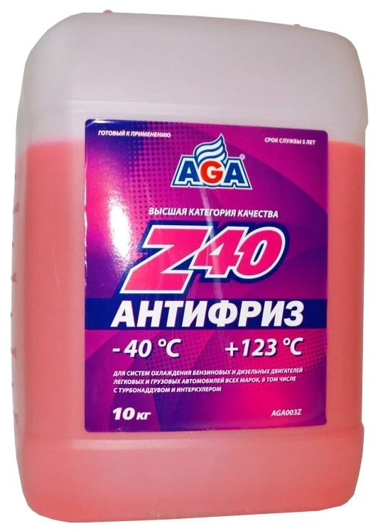 AGA003Z — Антифриз AGA Z-40 G12++ готовый -40C красный 10 кг AGA003Z AGA