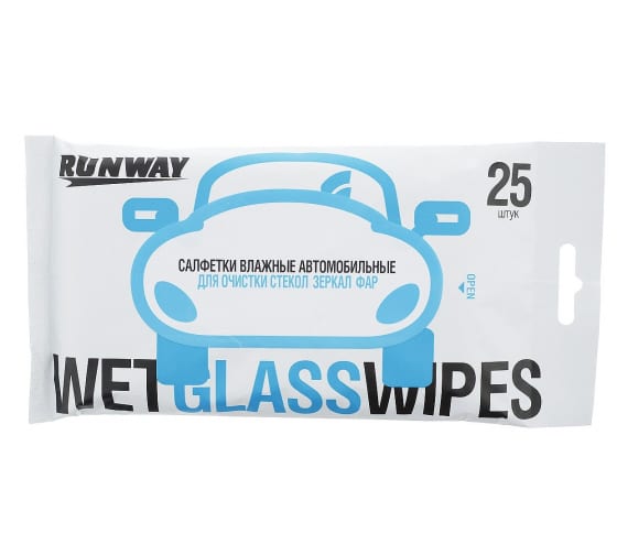 RW642 — Влажные салфетки для очистки стекол, зеркал, фар RunWay RW642 RUNWAY