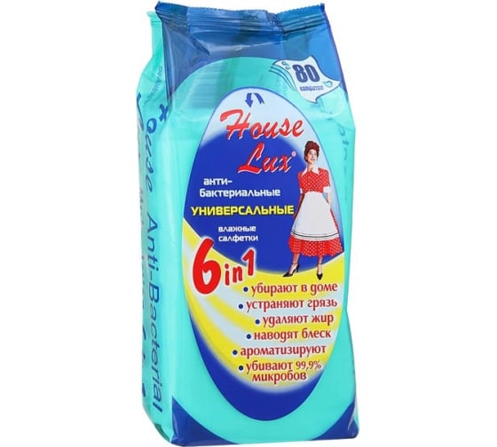 HL48261 — Салфетки влажные HL48261 HOUSE LUX 6в1 универсальные антибактериальные (25х1 АВАНГАРД