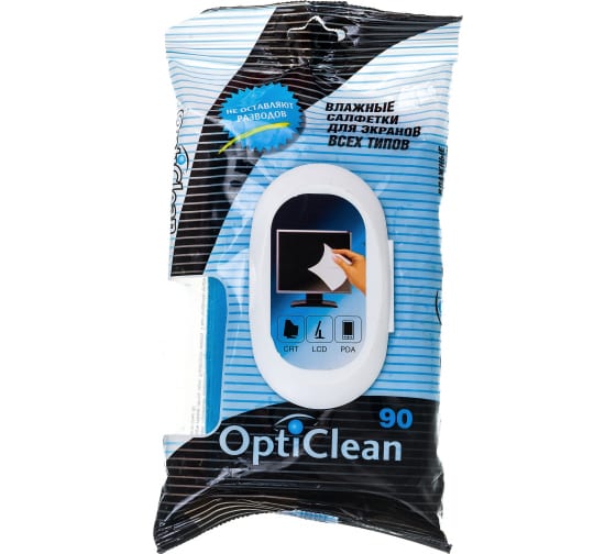 OC48132 — Влажные салфетки АВАНГАРД OPTI CLEAN очищающие для экранов всех типов 20х15см 90шт OC-48132 АВАНГАРД