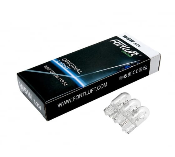 282510 — Лампа FORTLUFT Original light W5W, 12 В, W2.1X9.5d, 10 шт. 2825-10 FORTLUFT