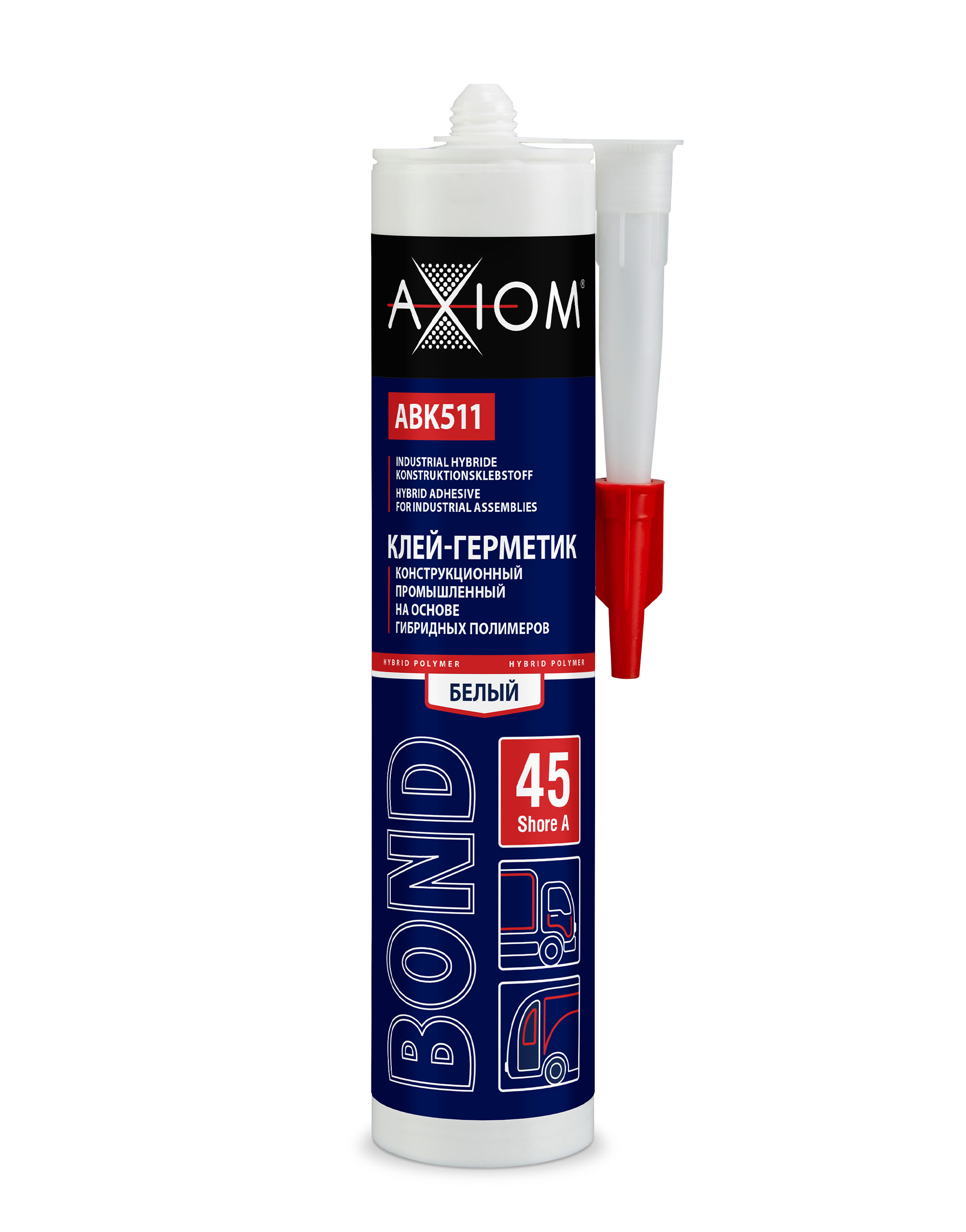 ABK511 — Клей-герметик AXIOM BOND на основе гибридных полимеров белый | Шор А 45 AXIOM