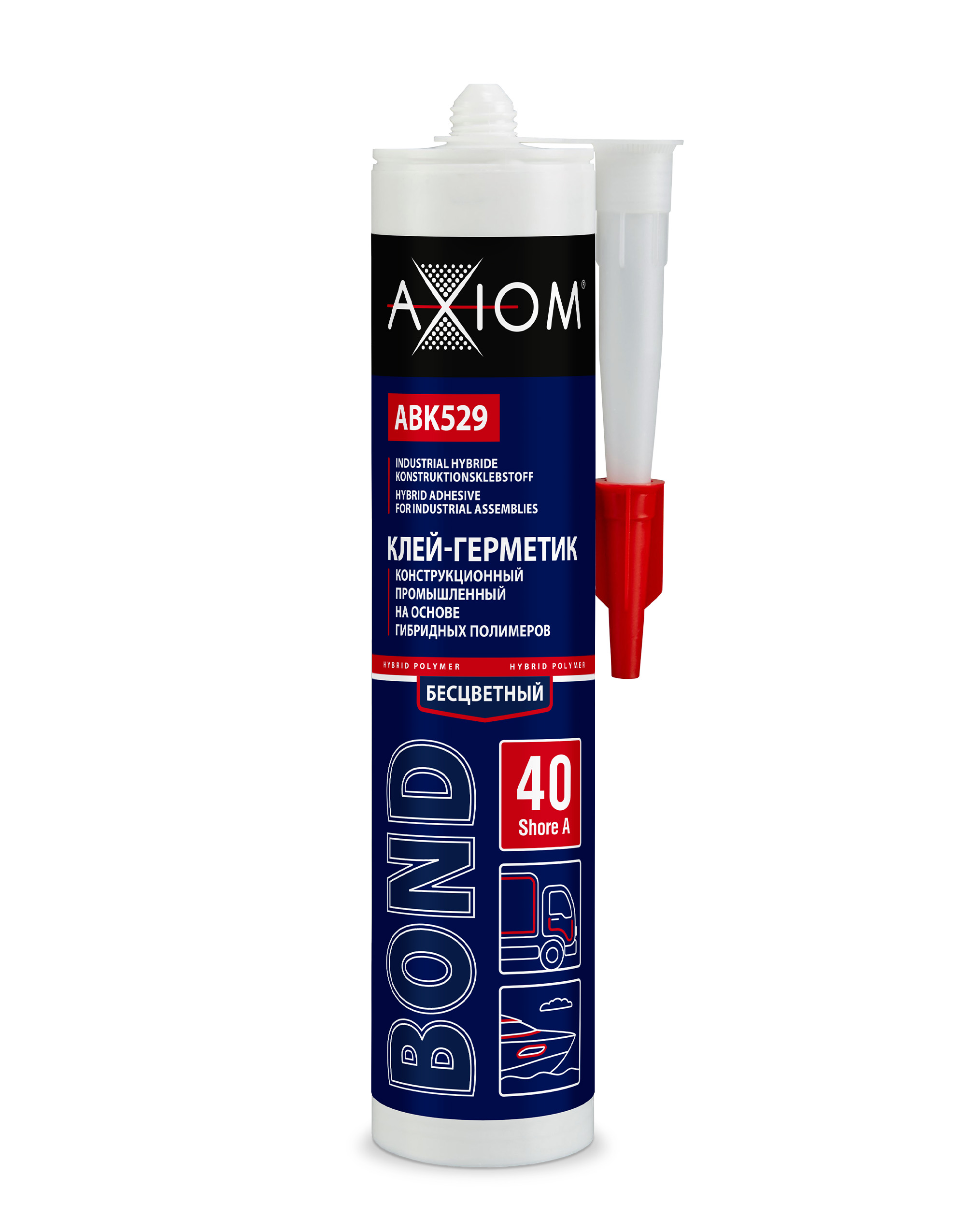 ABK529 — Клей-герметик AXIOM BOND на основе гибридных полимеров бесцветный | ШОР 40 AXIOM