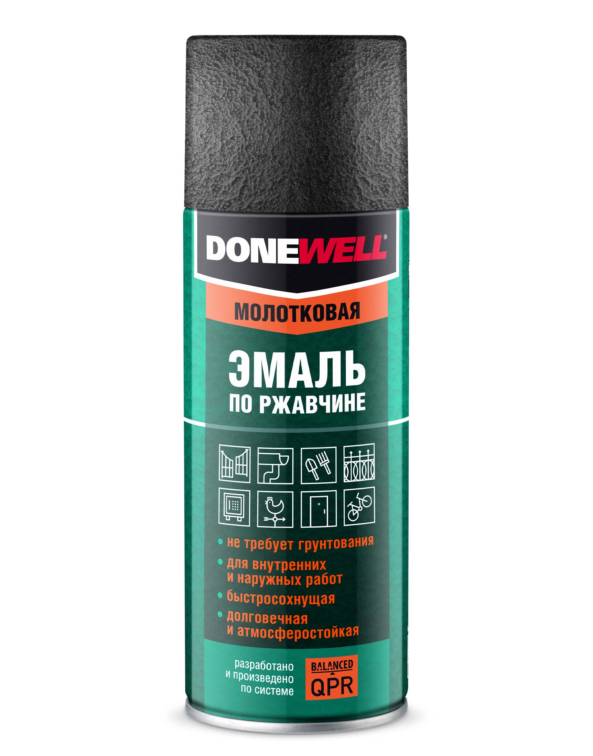 DW3013 — Эмаль по ржавчине молотковая DONEWELL Серебристо-чёрная DONEWELL