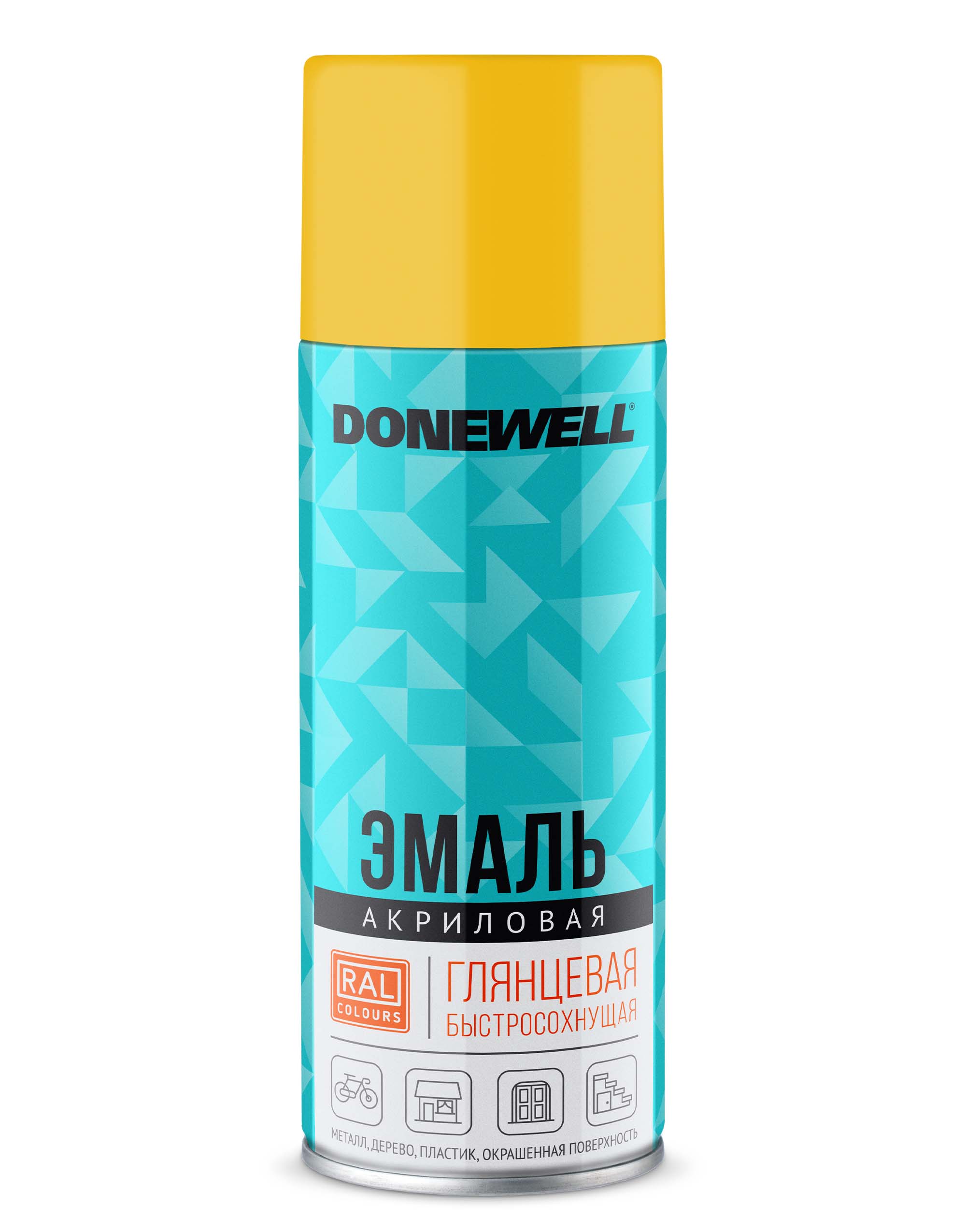 DWA1018 — Эмаль универсальная акриловая жёлтая глянцевая  DONEWELL