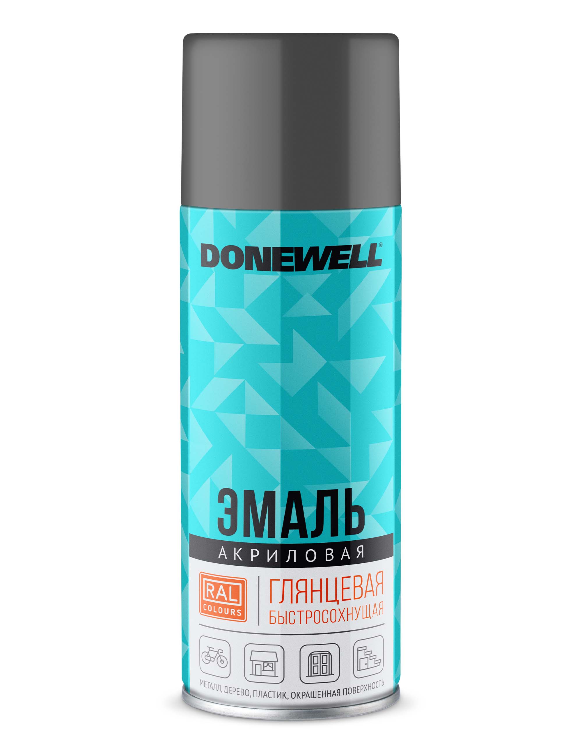 DWA7012 — Эмаль универсальная акриловая ёмно серая глянцевая  DONEWELL