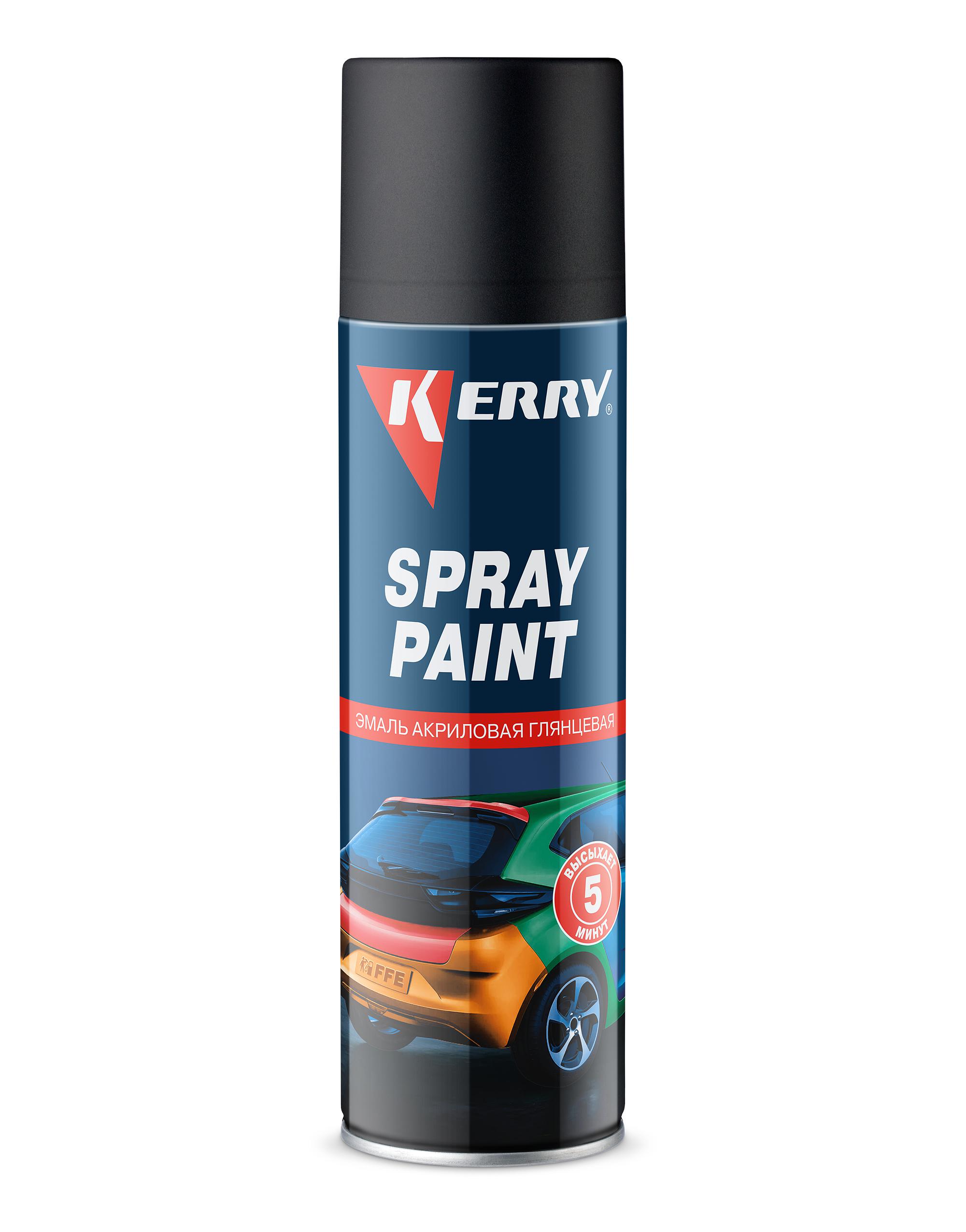 KR012 — Эмаль акриловая быстросохнущая KERRY SPRAY PAINT Матовая чёрная KERRY