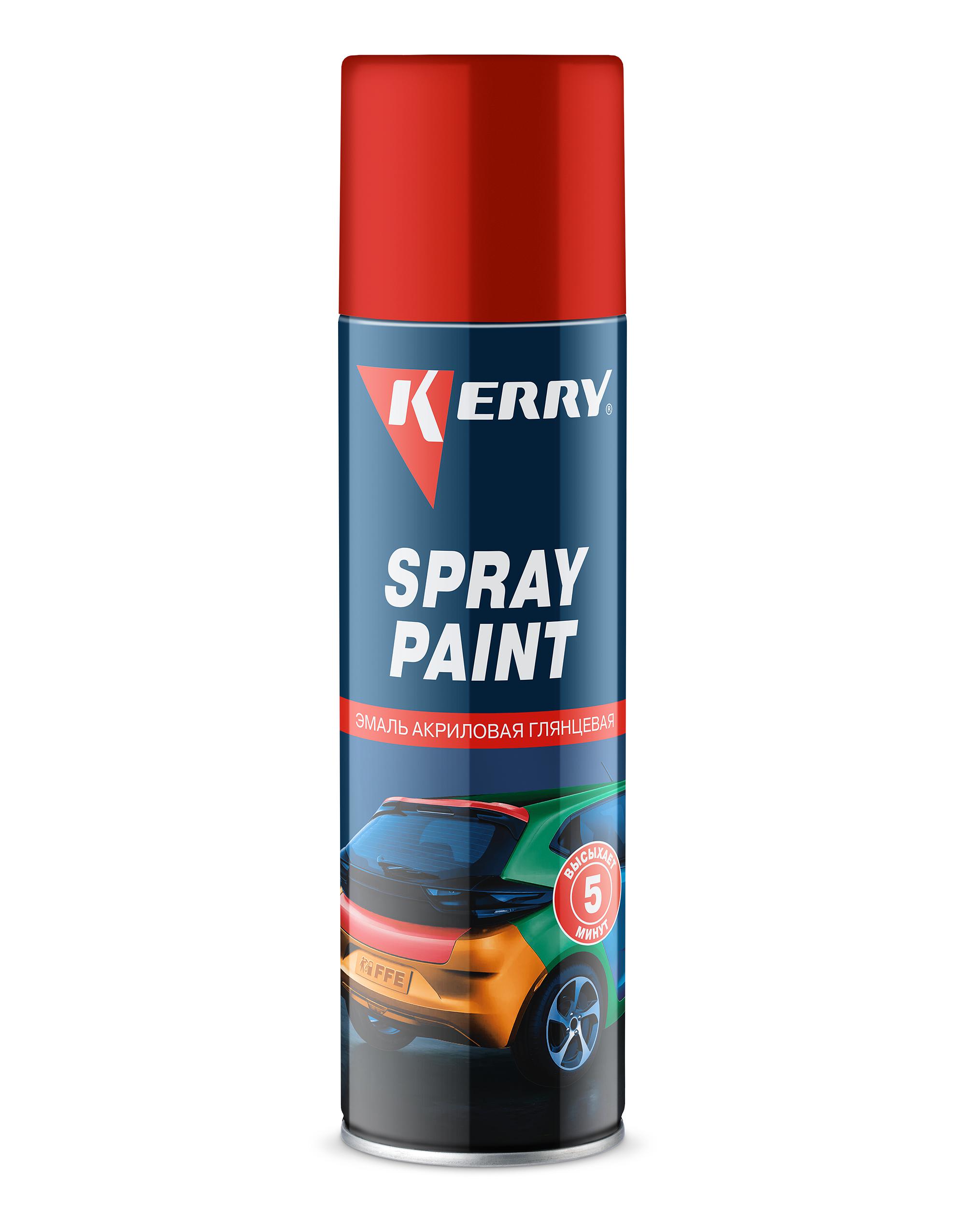 KR015 — Эмаль акриловая быстросохнущая KERRY SPRAY PAINT Глянцевая красная KERRY