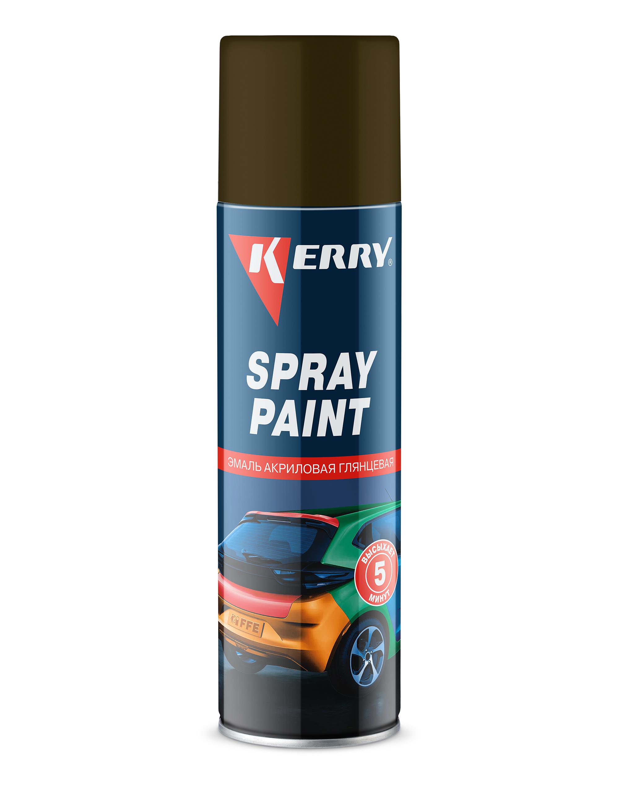 KR027 — Эмаль акриловая быстросохнущая KERRY SPRAY PAINT Глянцевая хаки KERRY