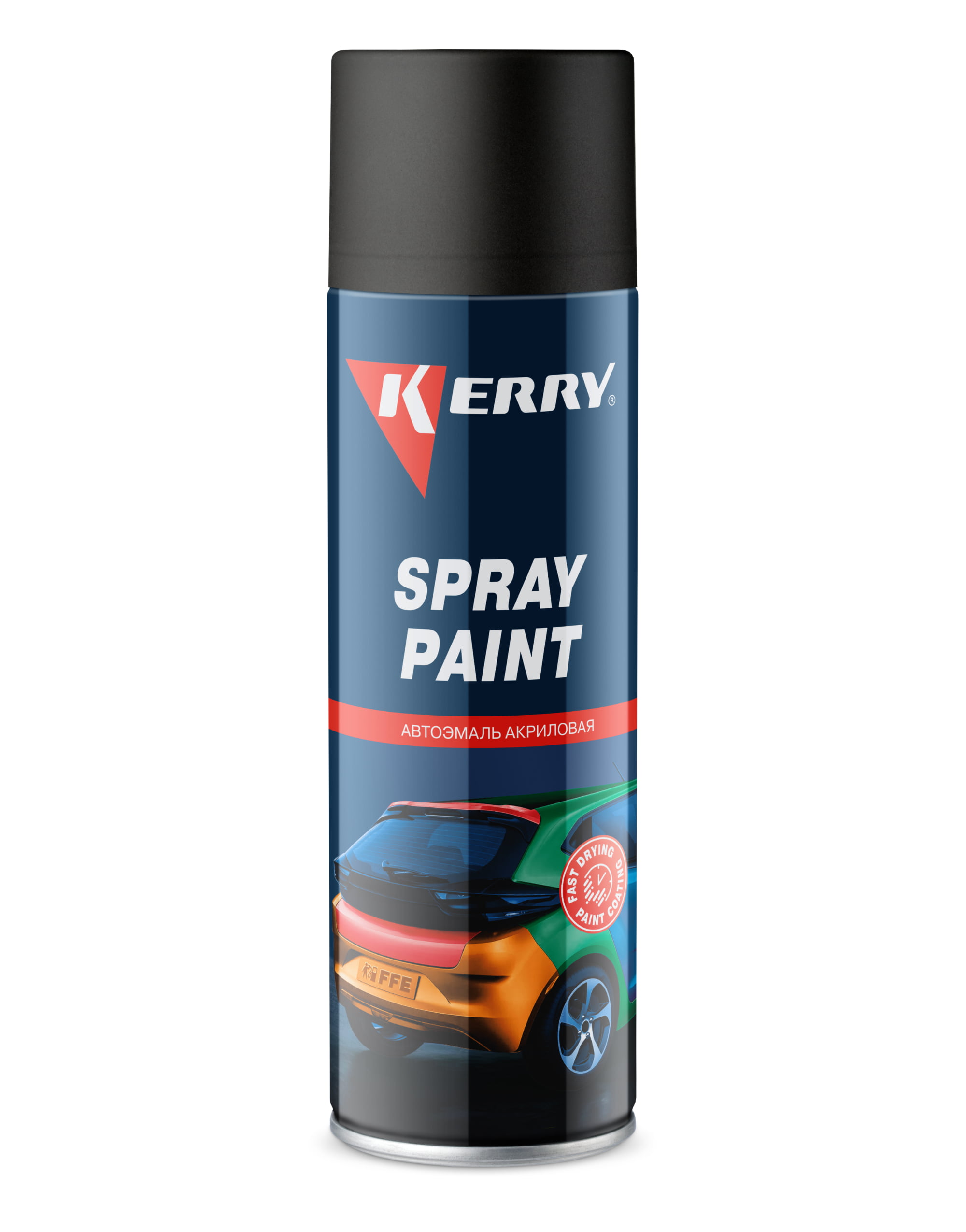 KR612 — Эмаль акриловая быстросохнущая KERRY SPRAY PAINT Матовая чёрная 650 мл KERRY