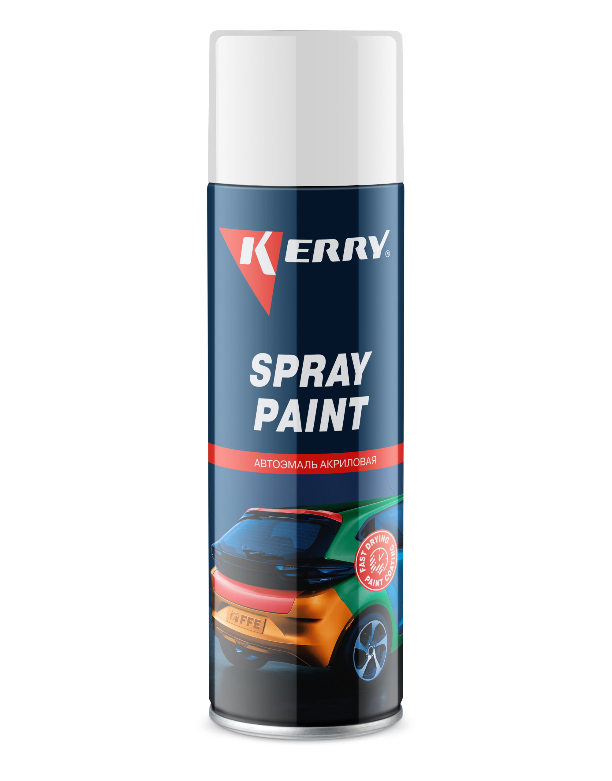 KR613 — Эмаль акриловая быстросохнущая KERRY SPRAY PAINT Глянцевая белая 650 мл KERRY