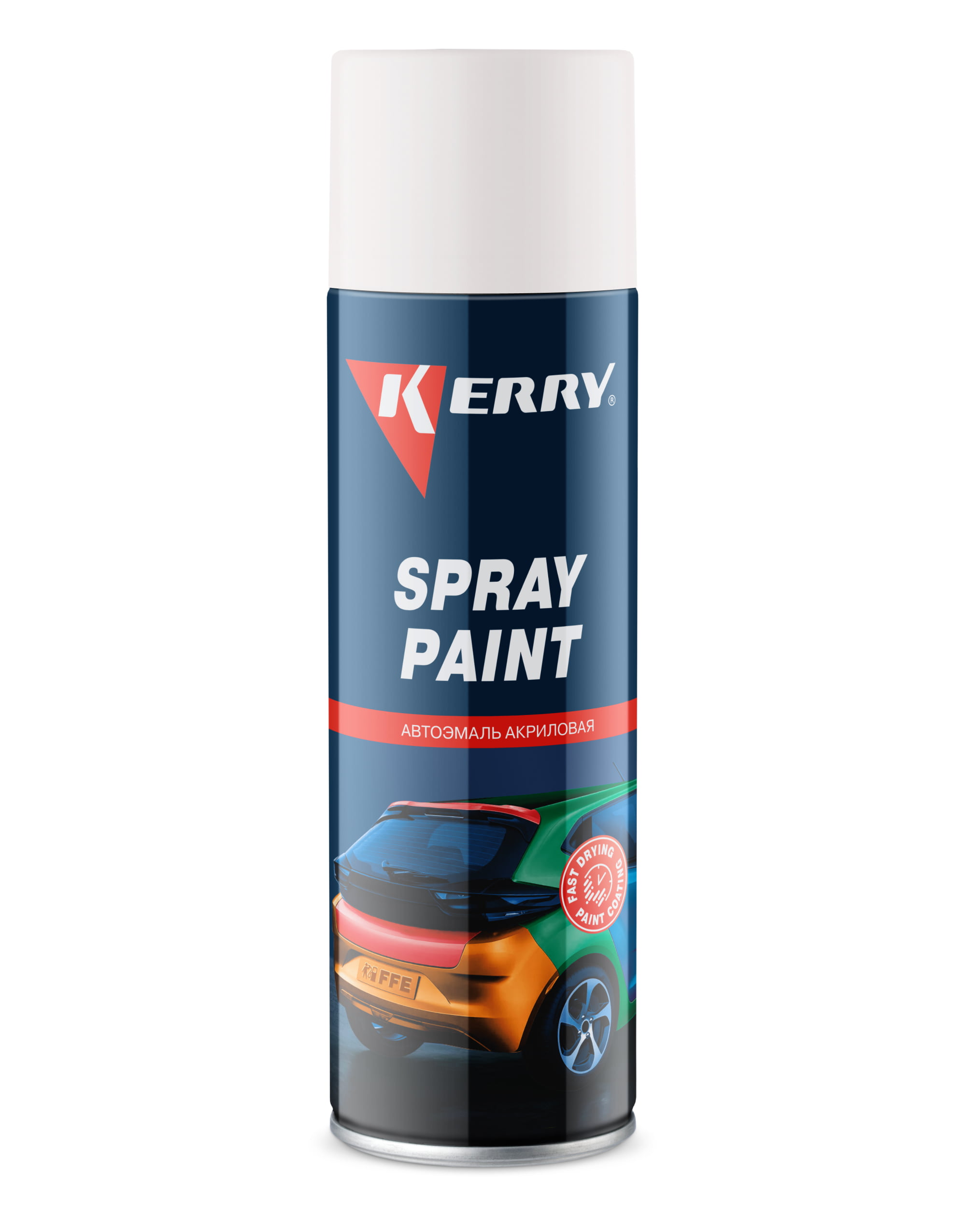 KR614 — Эмаль акриловая быстросохнущая KERRY SPRAY PAINT Матовая белая 650 мл KERRY