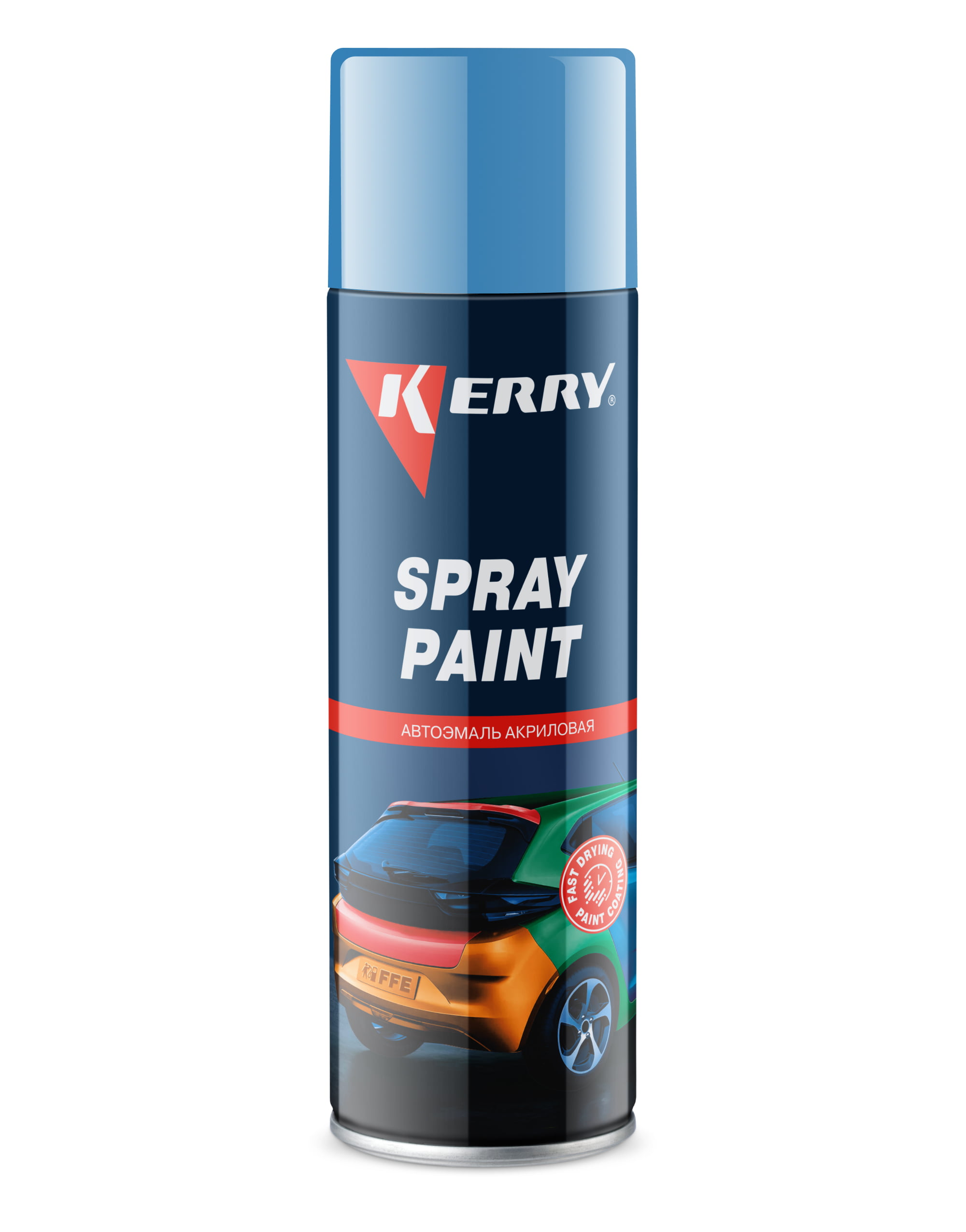 KR616 — Эмаль акриловая быстросохнущая KERRY SPRAY PAINT Глянцевая голубая 650 мл KERRY