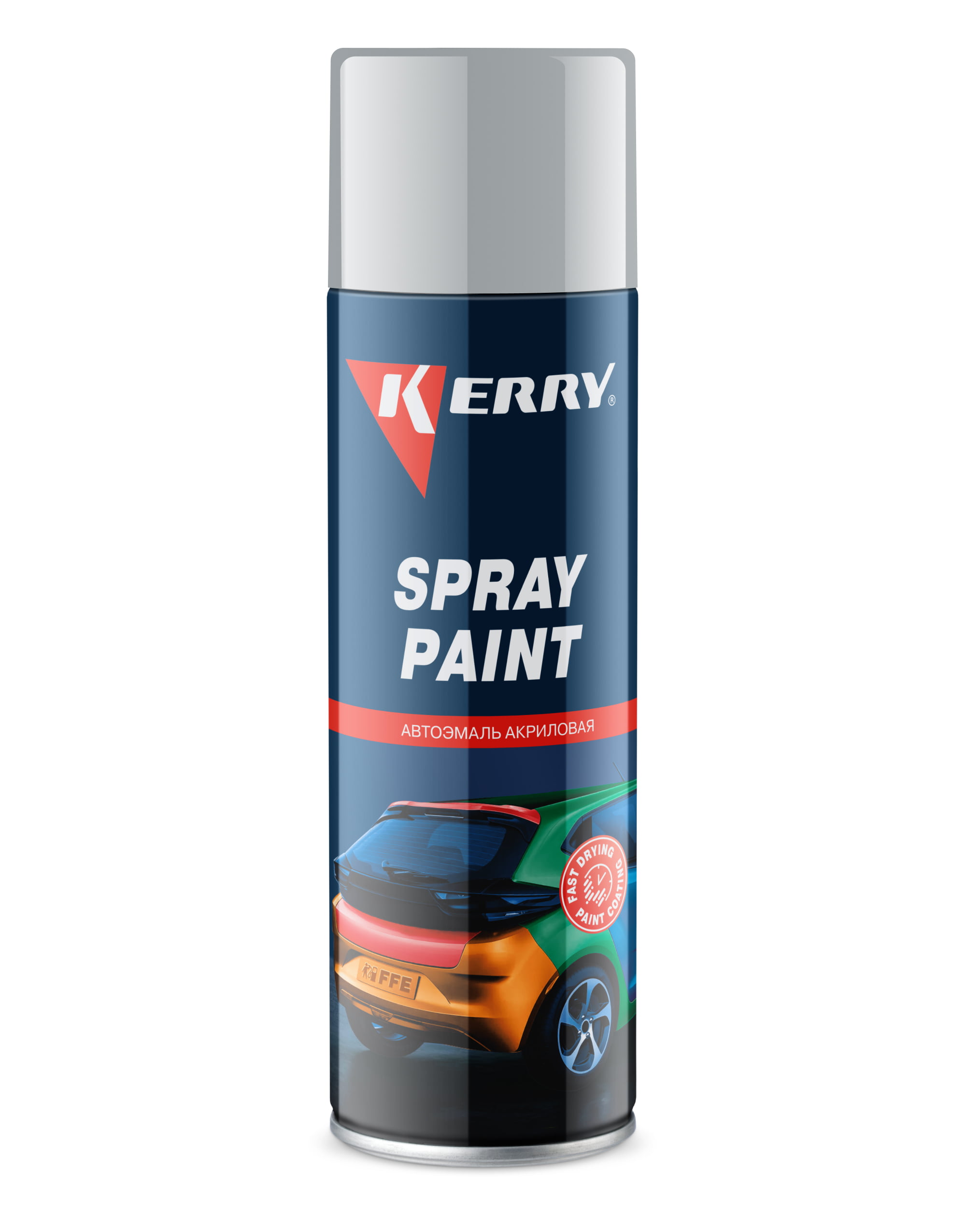 KR619 — Эмаль акриловая быстросохнущая KERRY SPRAY PAINT Глянцевая серая 650 мл KERRY