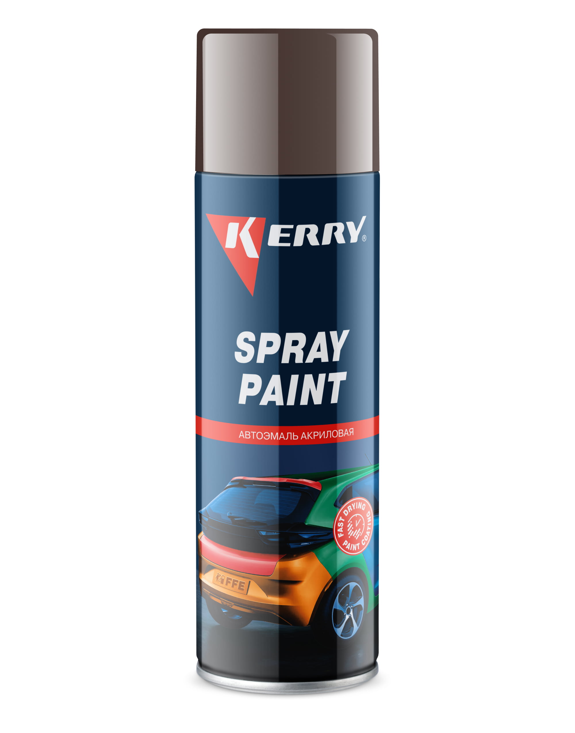 KR621 — Эмаль акриловая быстросохнущая KERRY SPRAY PAINT Глянцевая коричневая 650 мл KERRY