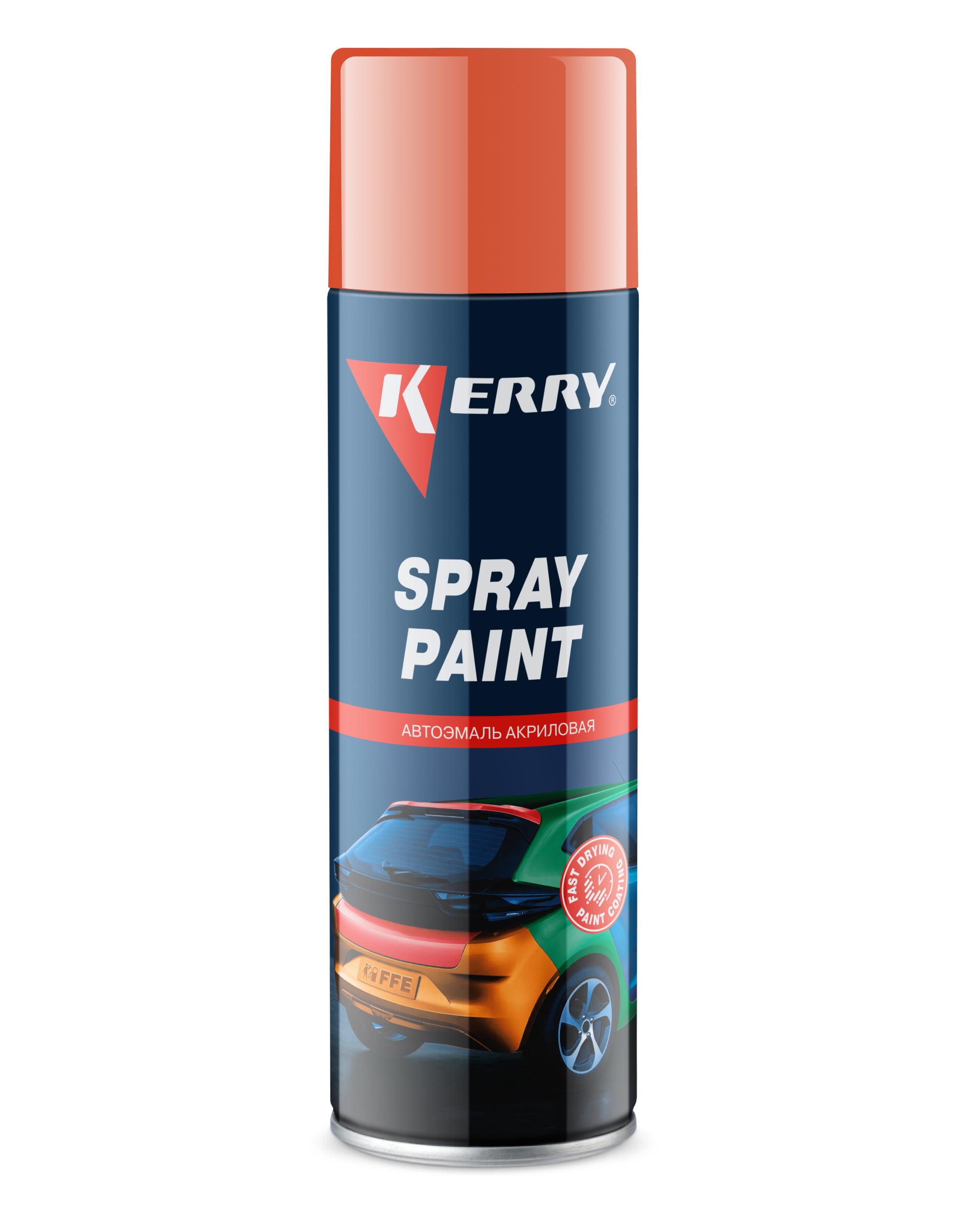 KR626 — Эмаль акриловая быстросохнущая KERRY SPRAY PAINT Глянцевая оранжевая 650 мл KERRY