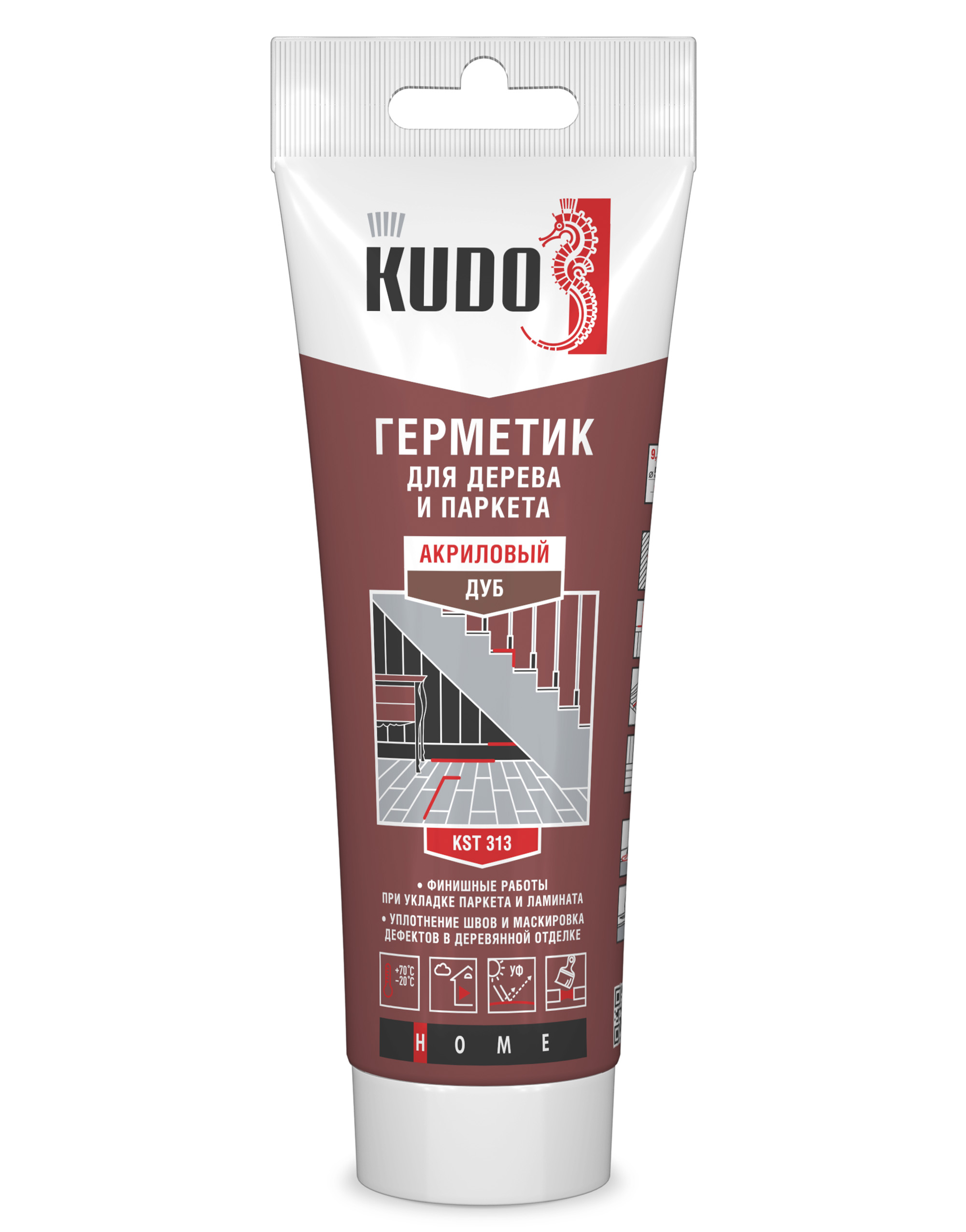 KST313 — Герметик акриловый KUDO для дерева и паркета дуб, тюбик 180 мл KST-313 KUDO