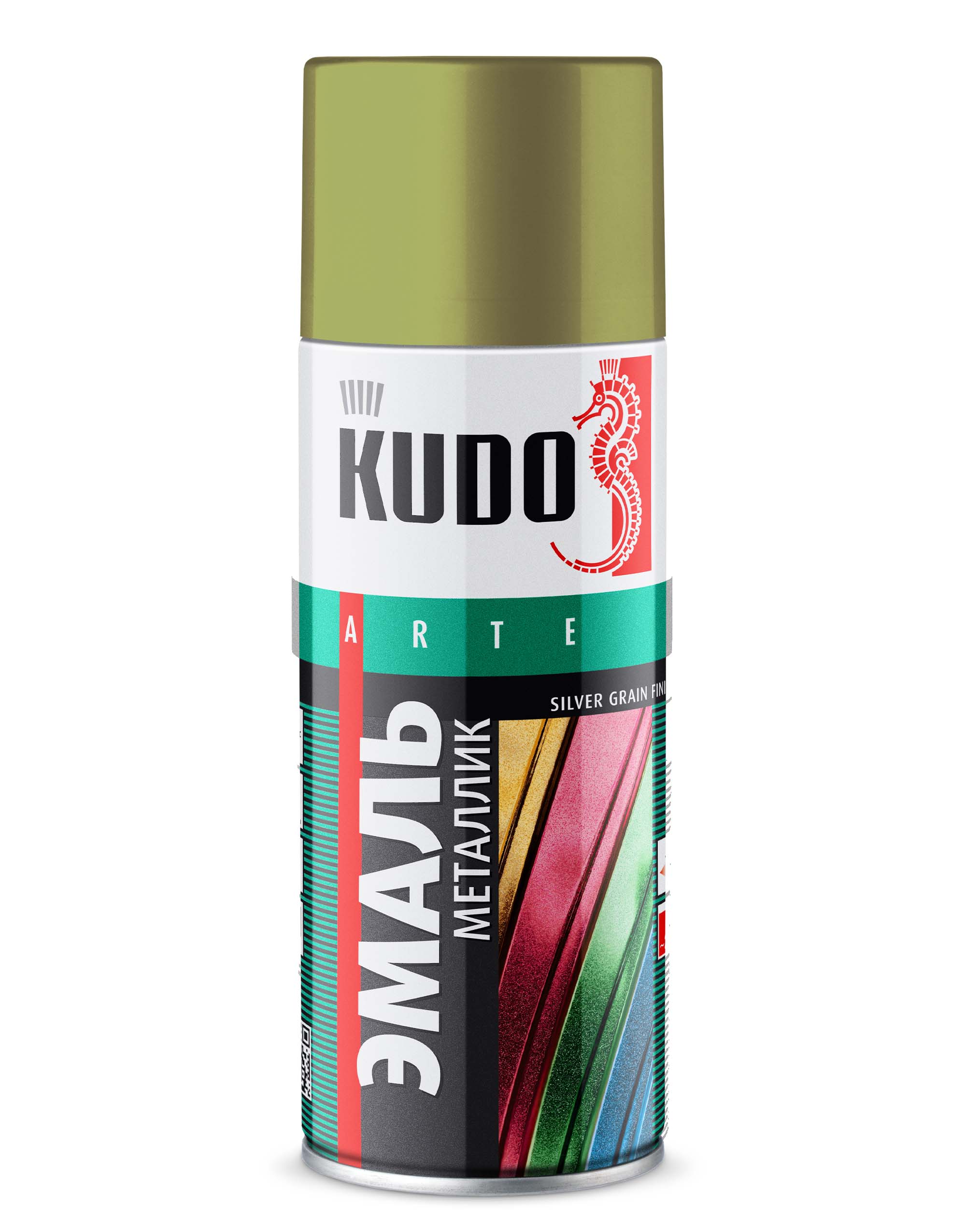 KU1056 — Эмаль универсальная металлик KUDO SILVER GRAIN FINISH Зелёная олива KUDO