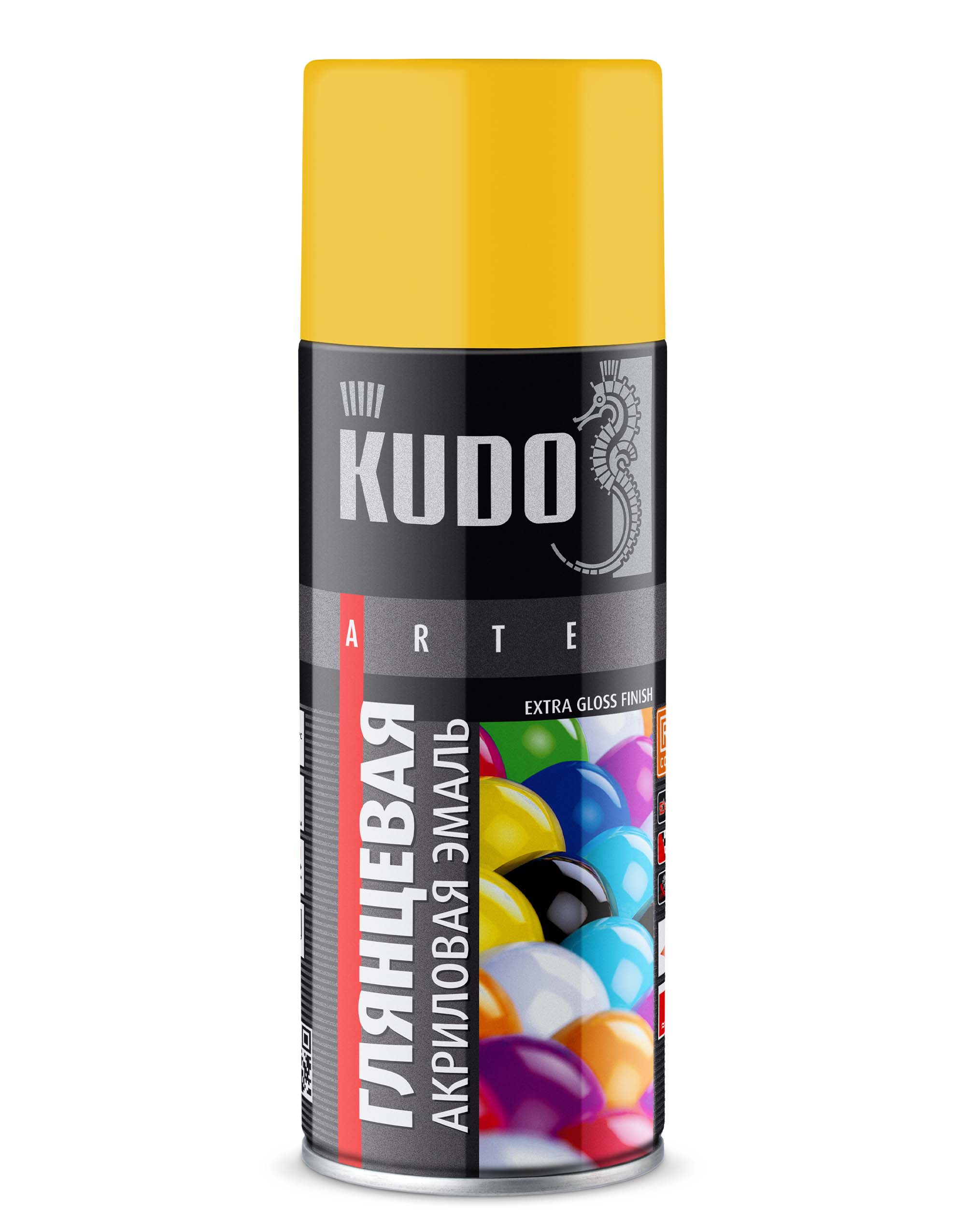 KUA1018 — Эмаль универсальная KUDO акриловая быстросохнущая RAL Жёлтая глянцевая RAL 1018 KUDO