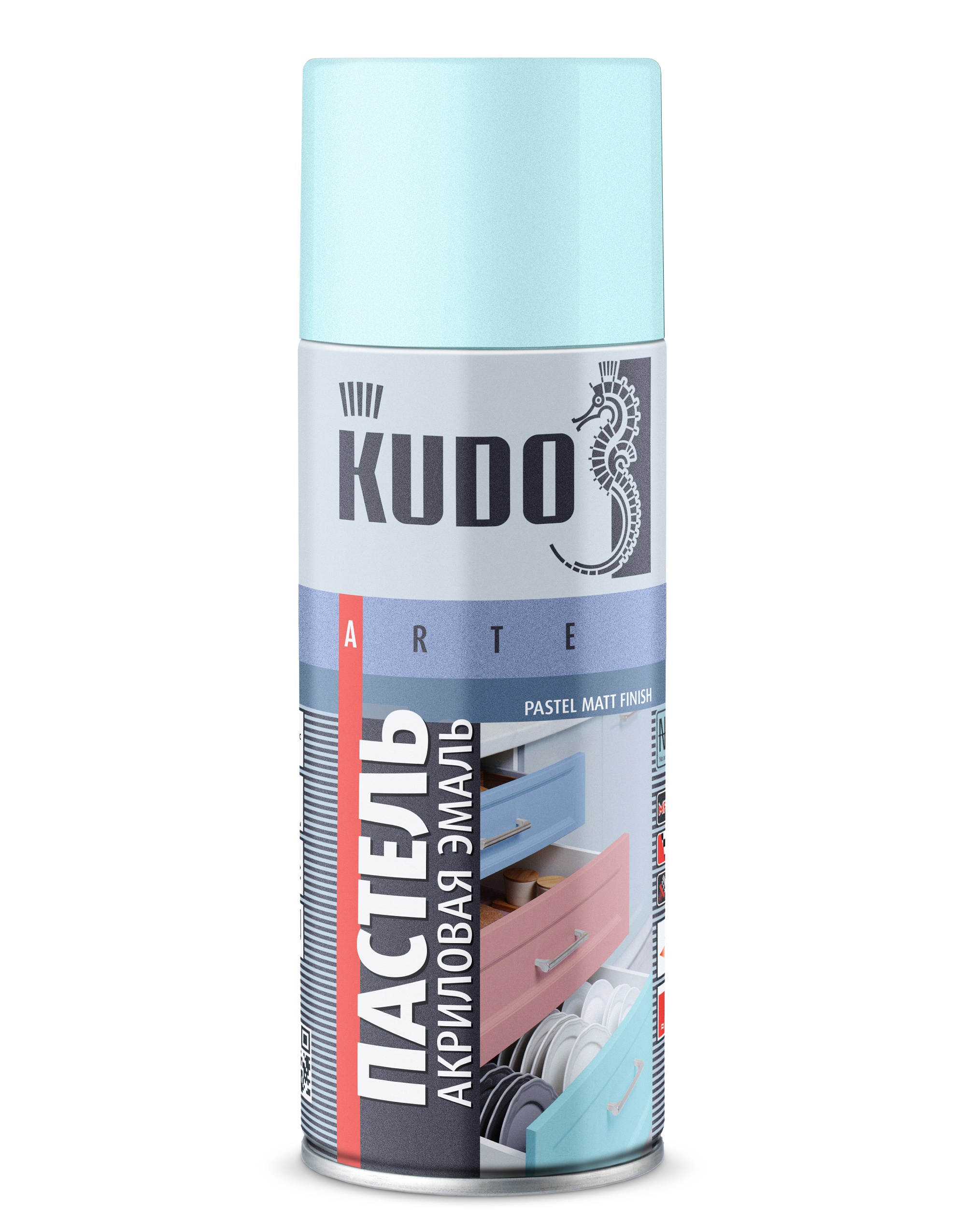 KUA102 — Эмаль универсальная KUDO акриловая быстросохнущая пастельная Голубая матовая NCS 0520-B10G KUDO