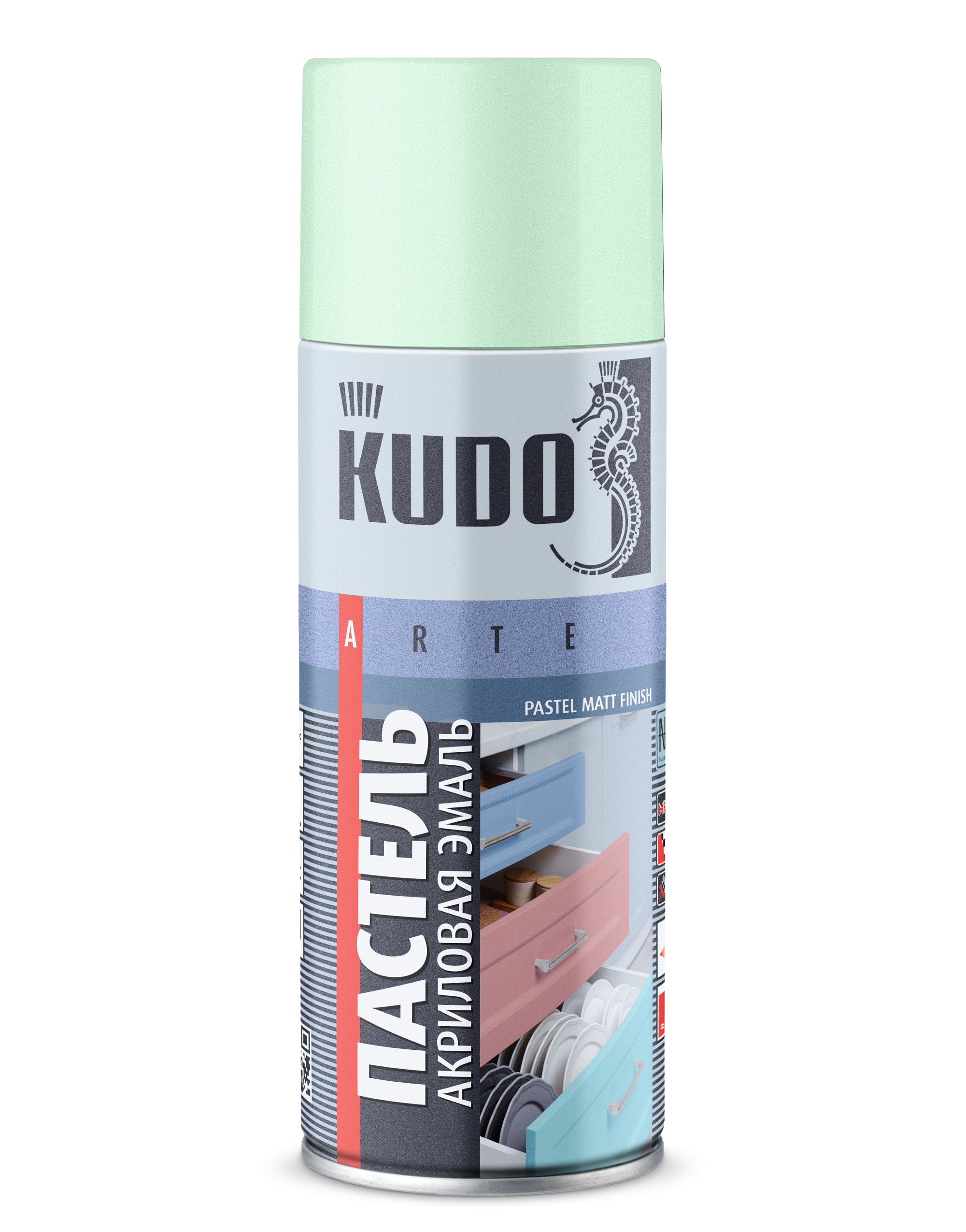 KUA103 — Эмаль универсальная KUDO акриловая быстросохнущая пастельная Зелёная матовая NCS 0530-G10Y KUDO