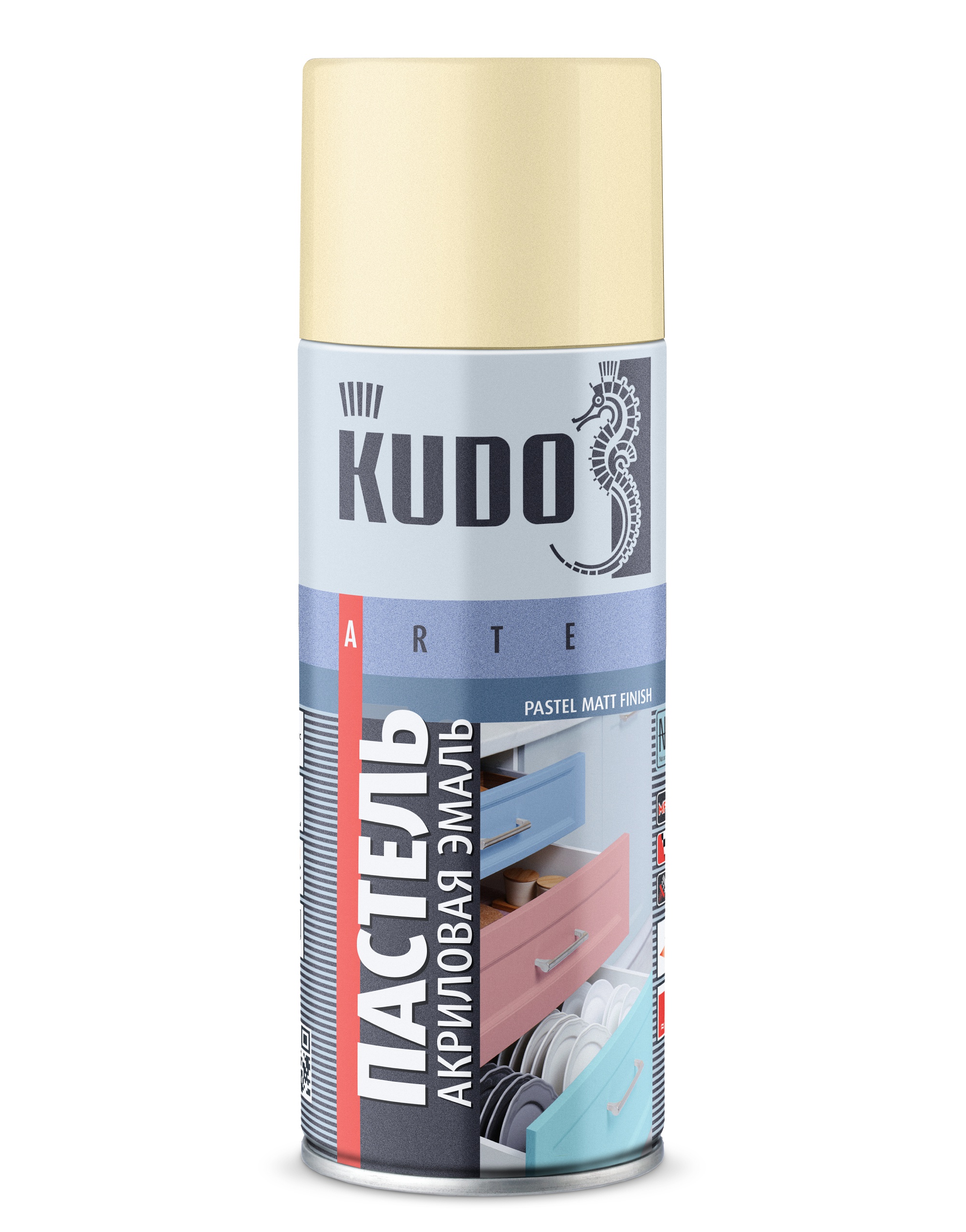 KUA107 — Эмаль универсальная KUDO акриловая быстросохнущая пастельная Жёлтая матовая NCS 0530-Y KUDO